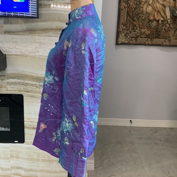 Elaine Collection Purple Silk Open Front Jacket. Size S (855) - Picture 3 of 9
